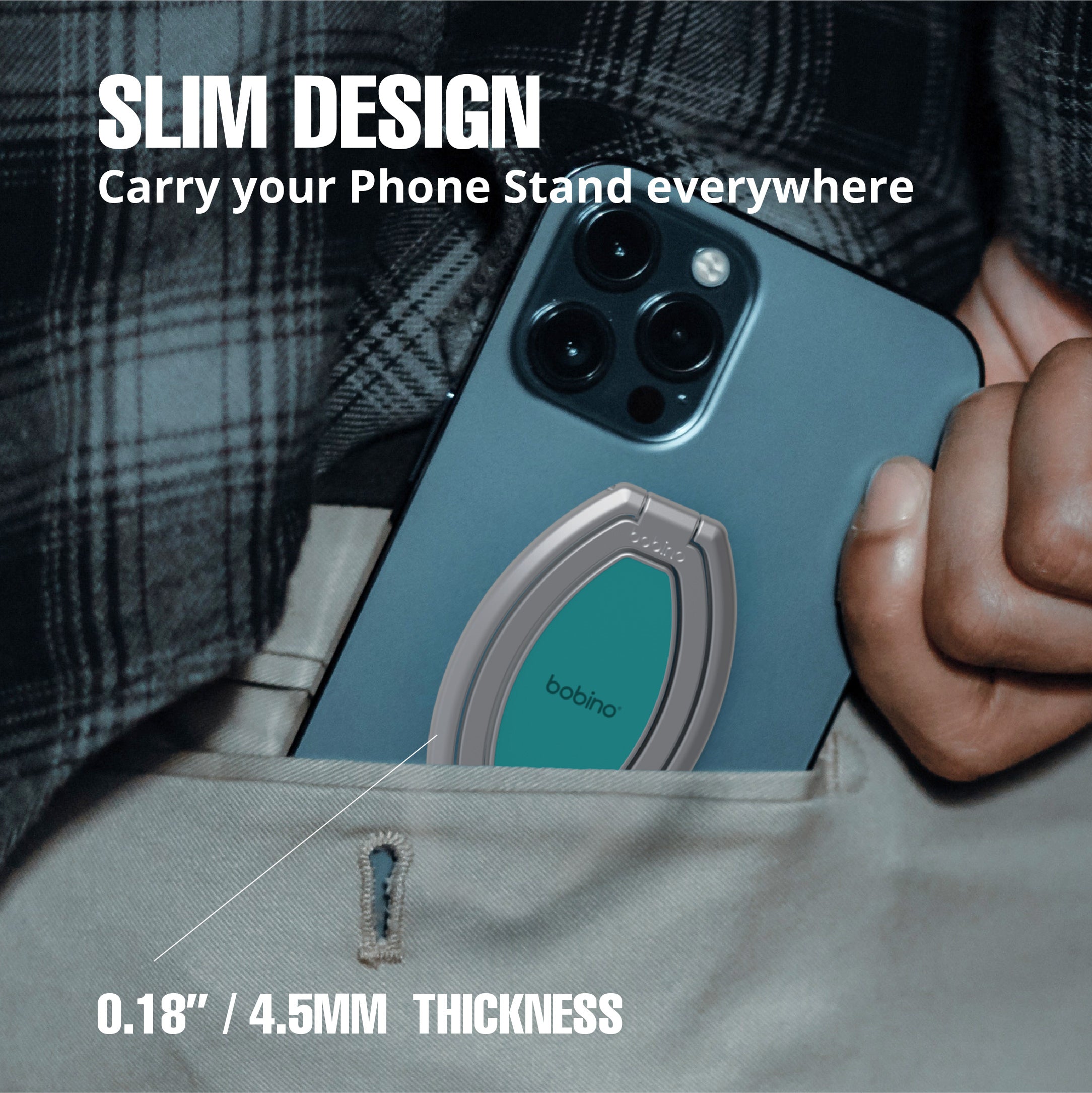 KickFlip - The World's Best Phone Stand- Watch and Record at any angle - Silver Skye