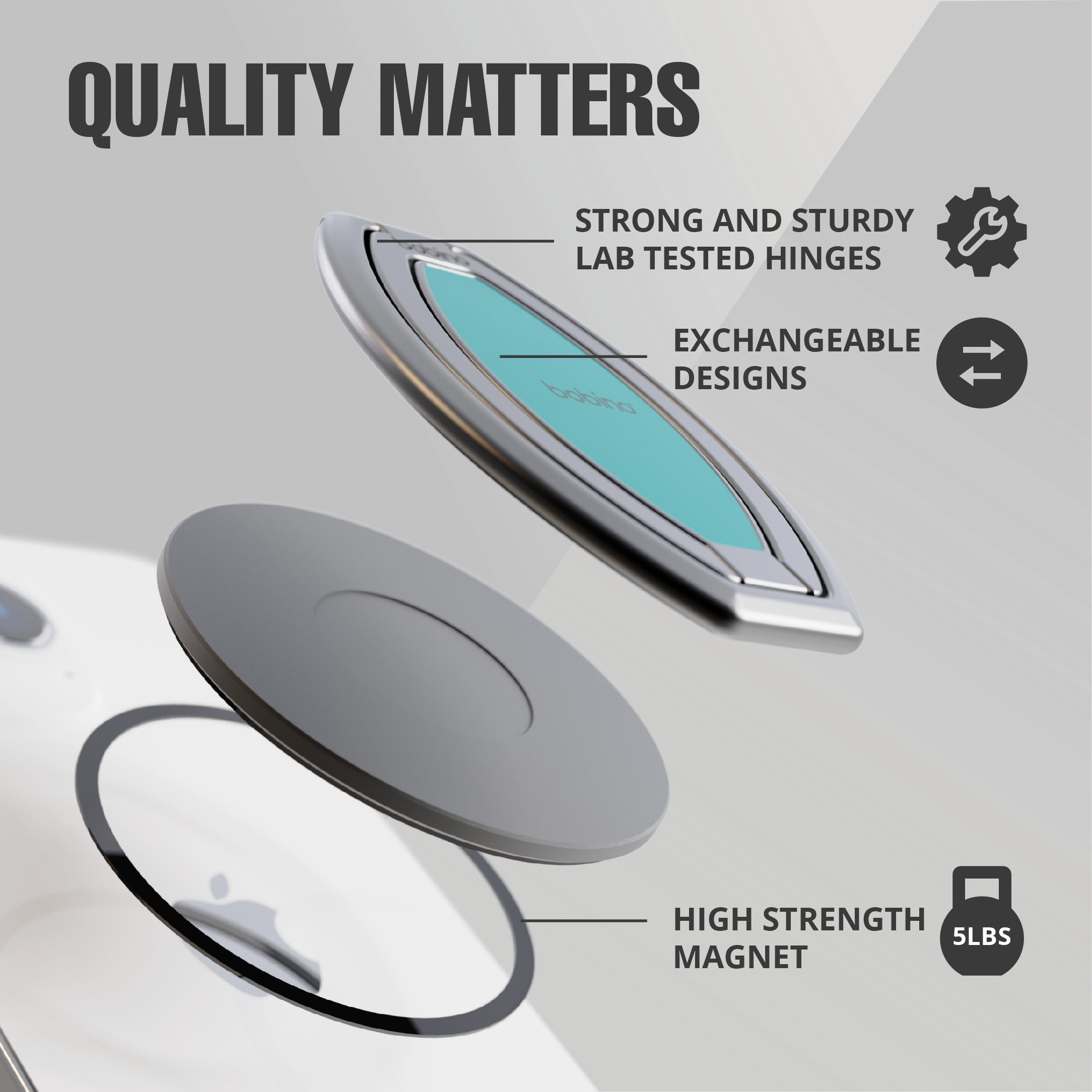 KickFlip - The World's Best Phone Stand - Watch and record at any angle - Black
