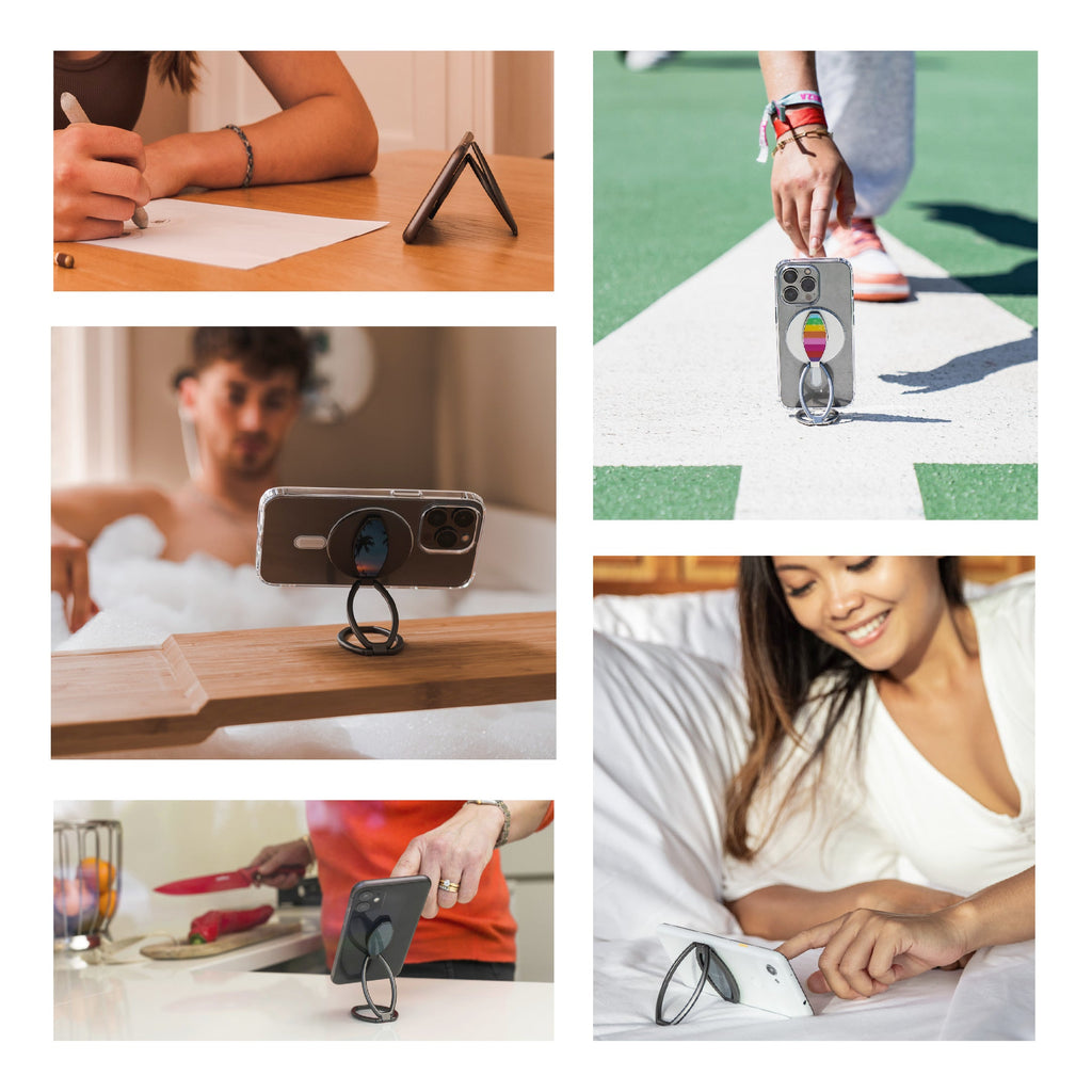 KickFlip - The World's Best Phone Stand- Watch and Record at any angle - Silver Skye